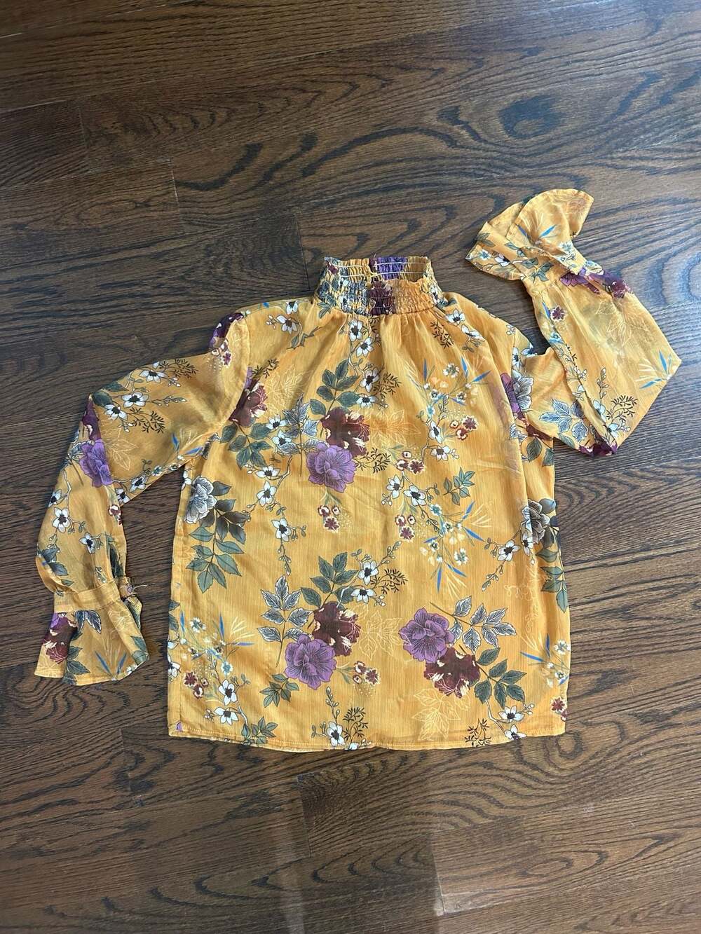 Love + Harmony Floral Mock Neck Long Sleeve Blouse